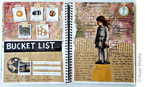 Bucket list - an art journal spread with journaling / text element