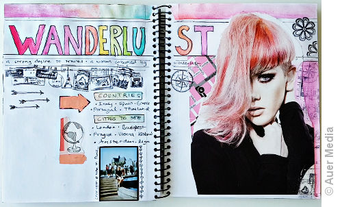 Art journal inspiration - Wanderlust collage with a magazine cut and photo
