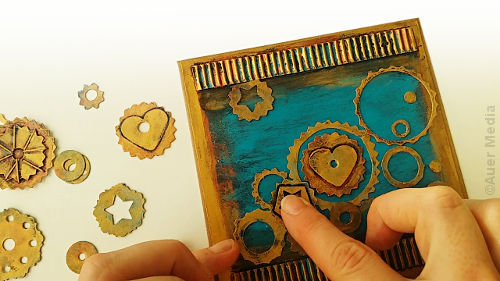 Hand made steampunk card with DIY cogwheels