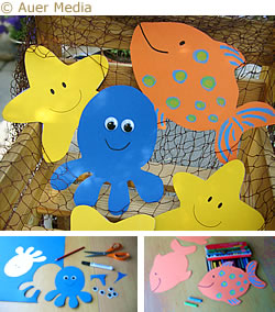 Sea crafts - Sea decorations - Print out templates of starfish, fish and octopus