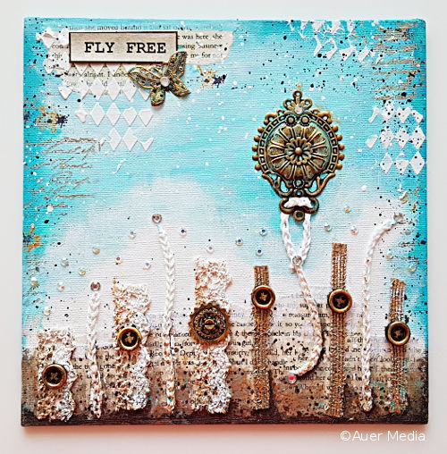 Mixed media canvas FLY FREE - How to make