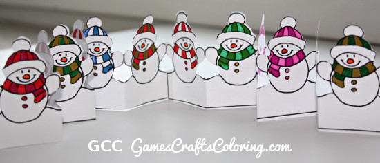 Christmas crafts for kids - cute snowmen printable coloring page