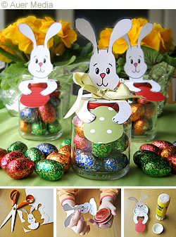 Easter cfafts for kids - Easter bunny jars with chocolate eggs