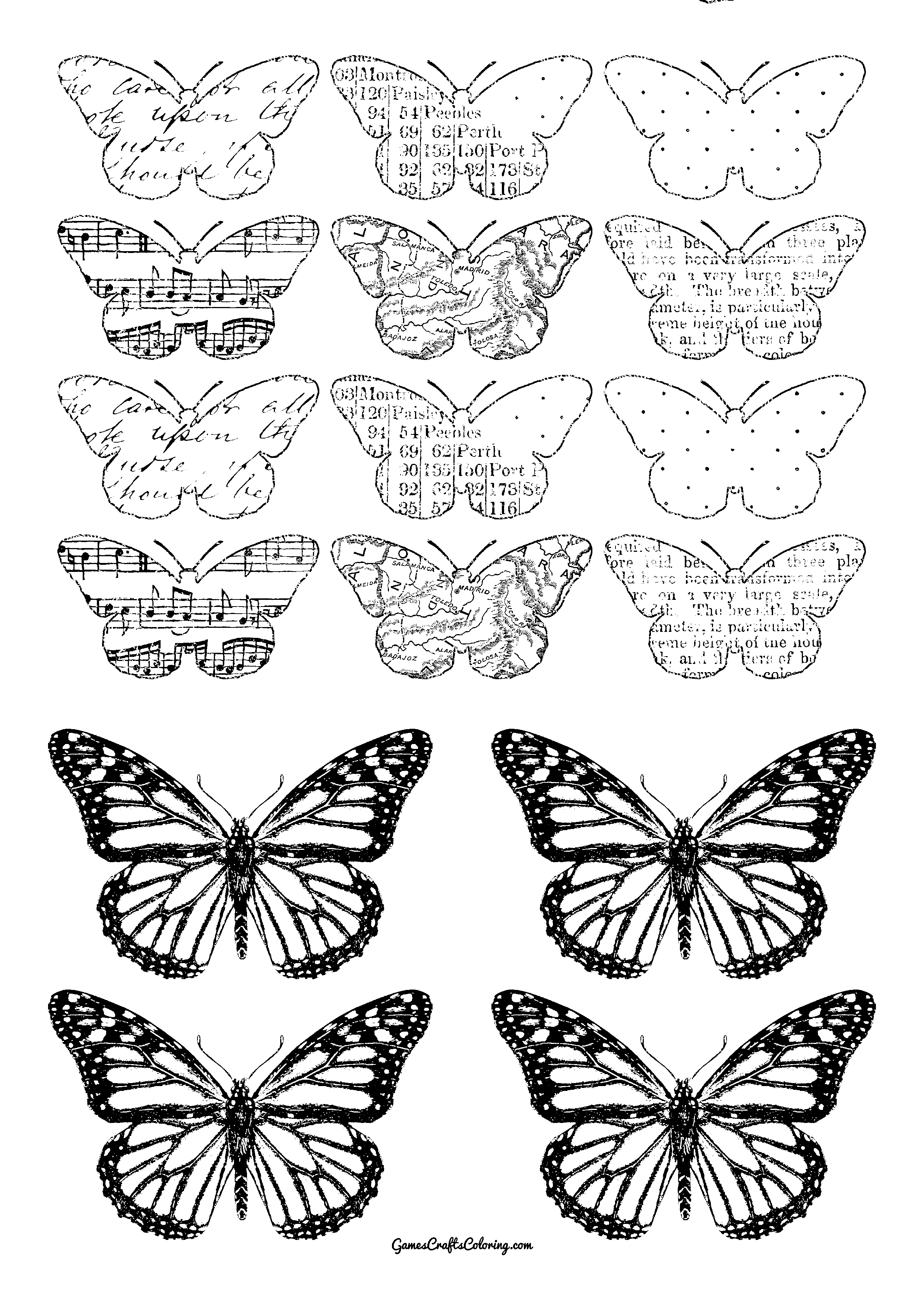 gcc printable butterflies and old handwriting